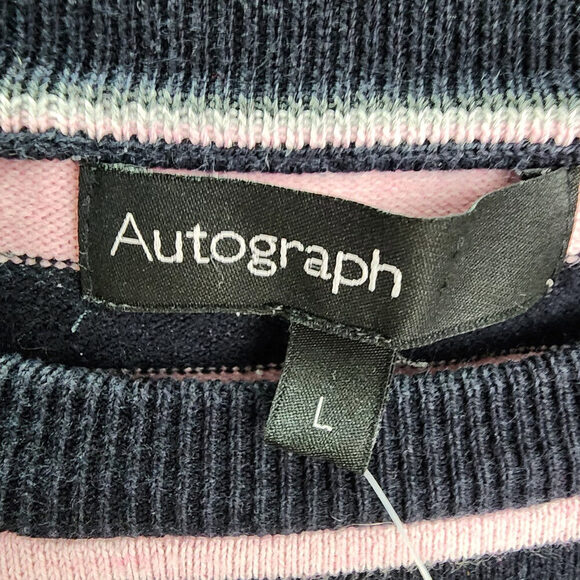 Autograph Pink & Black Knit Striped Sweater Size L - Picture 6 of 7